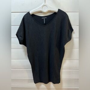 SARAH PACINI Black Textured Tunic Top Made in Italy one size